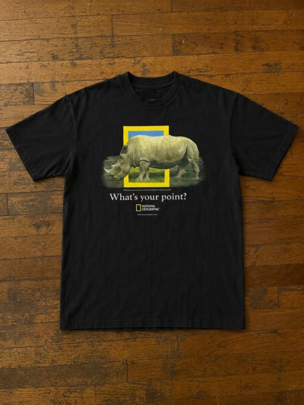 Vintage Y2K Nat Geo 2002 : What's Your Point Rhinos T-Shirt